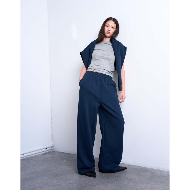 Topshop straight leg jogger in navy