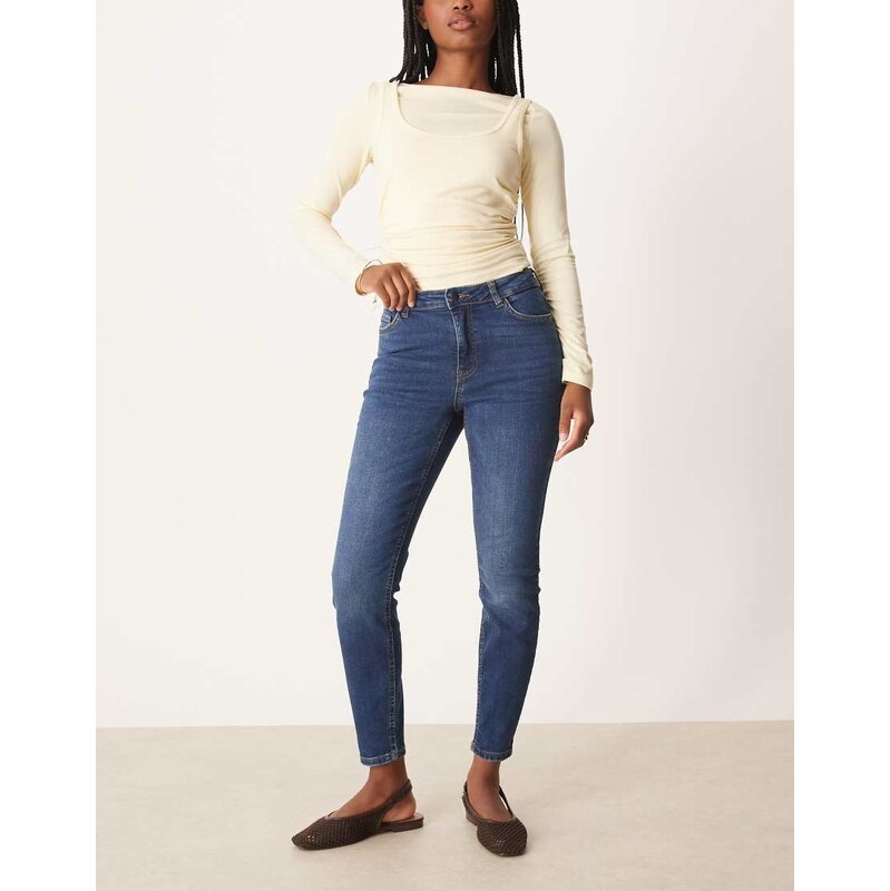 JDY Fina ankle length skinny jeans in mid blue denim 112752224