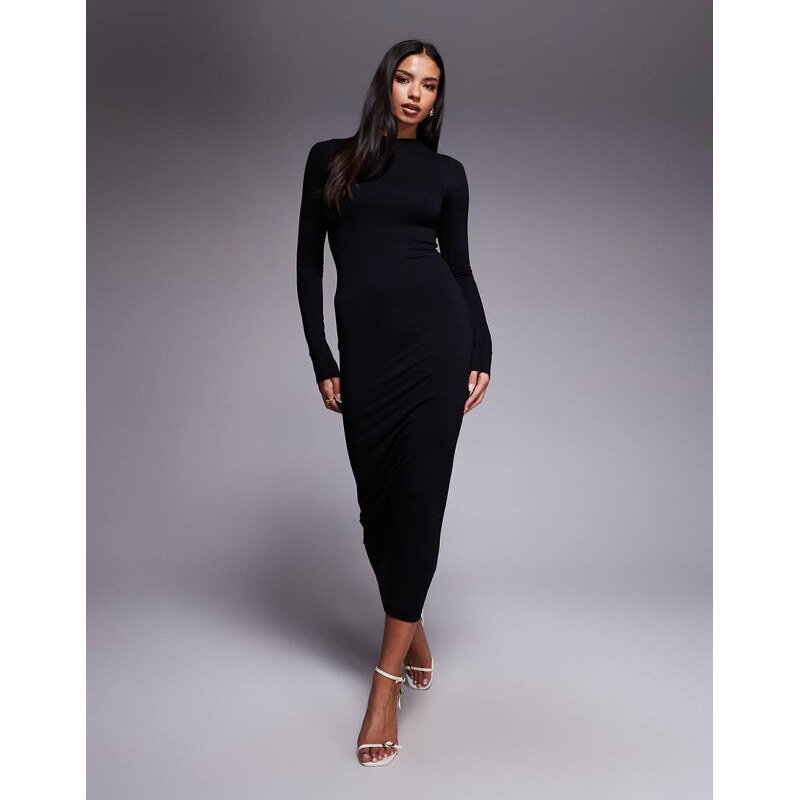 AFRM Juniper knit crepe maxi dress in black 108056494