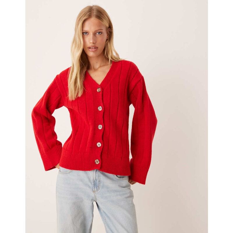 ASOS DESIGN knitted oversized cardigan in red 108056503
