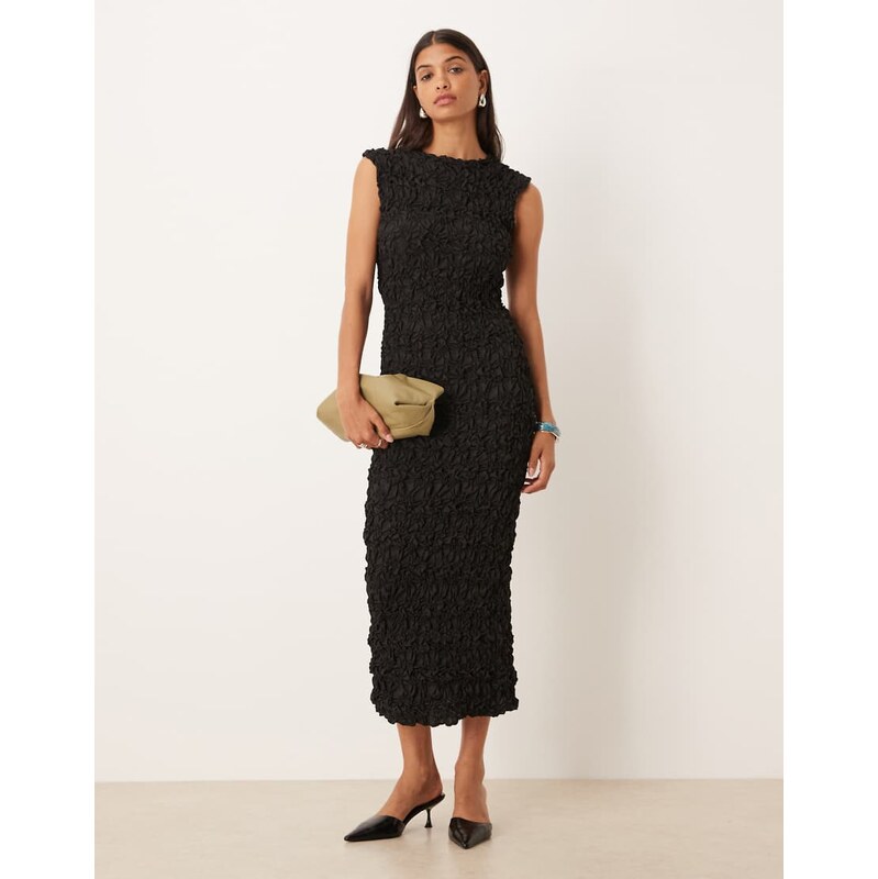 YAS 3D textured sleeveless maxi dress in black 108060836
