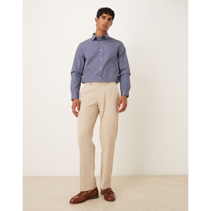ASOS DESIGN formal easy iron poplin regular shirt in steel blue
