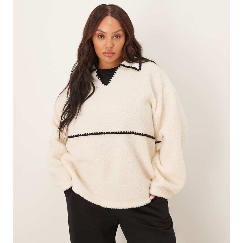 ASOS Curve ASOS DESIGN Curve borg fleece pullover sweat with blanket 113261296