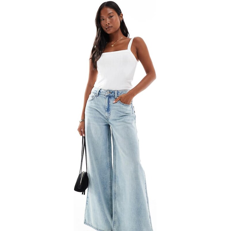 ASOS Petite ASOS DESIGN Petite high waist wide leg jeans in vintage 113264096