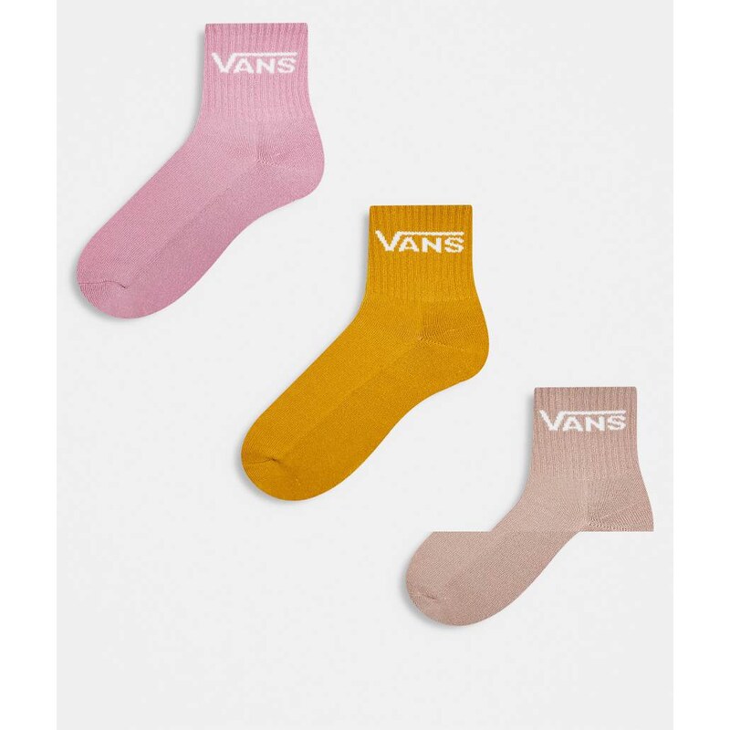 Vans 3-pack classic half crew socks in pastel multi-Pink 108058523