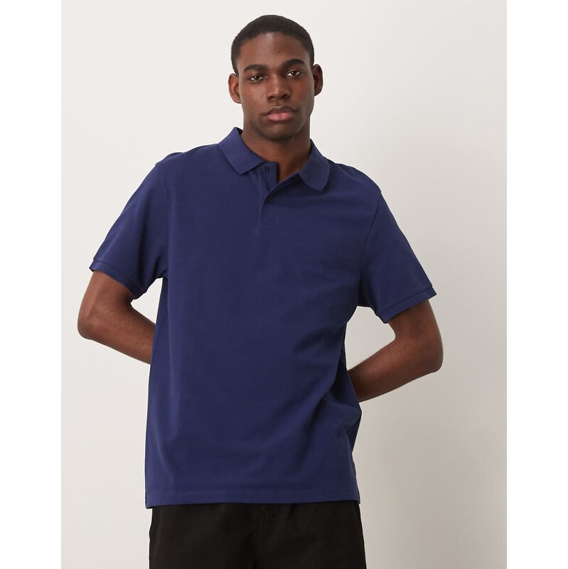 ASOS DESIGN Essentials polo in blue pique
