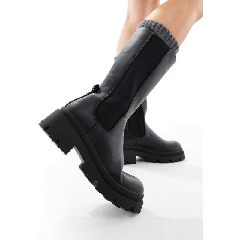 ONLY faux leather chunky boots in black 108060631