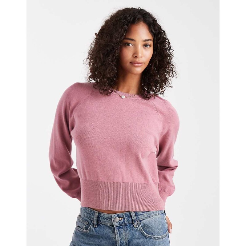 ASOS DESIGN knitted crew neck jumper with waisted detail in