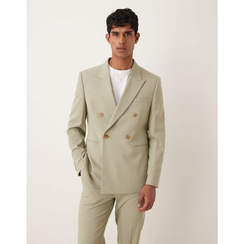 ASOS DESIGN double breasted regular suit jacket in light green