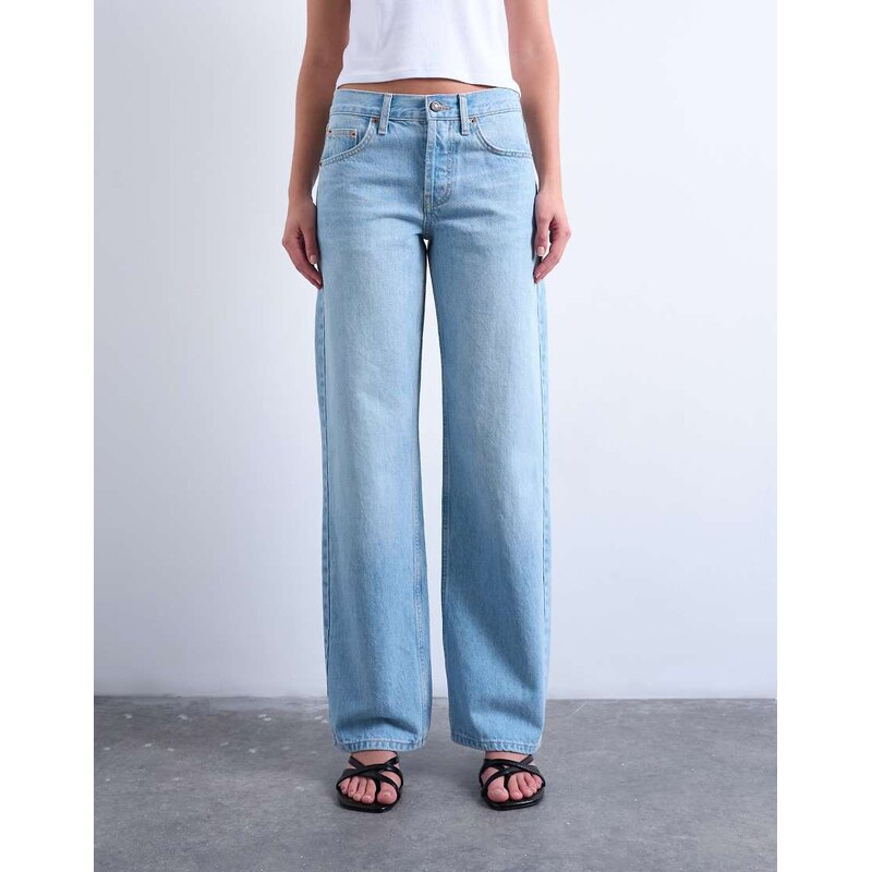 Topshop Ember low rise straight leg jean in bleach-Blue