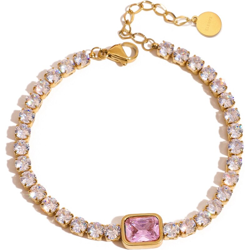 ELENYS Bella Pink – pozlacený náramek 18K žluté zlato