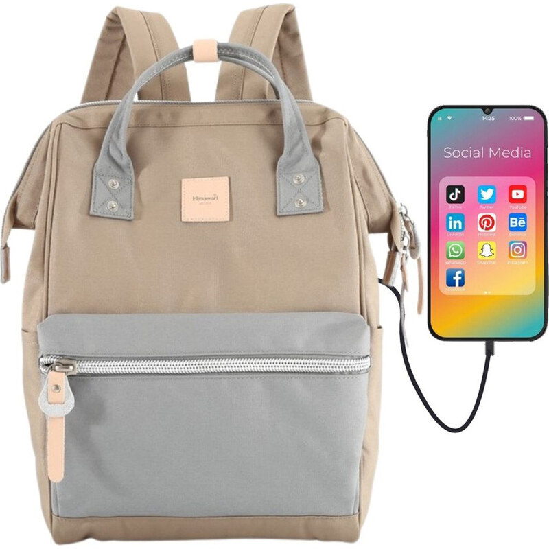 BASIC Himawari Hnědo-béžový dámský batoh s kapsou na notebook a USB 110977333