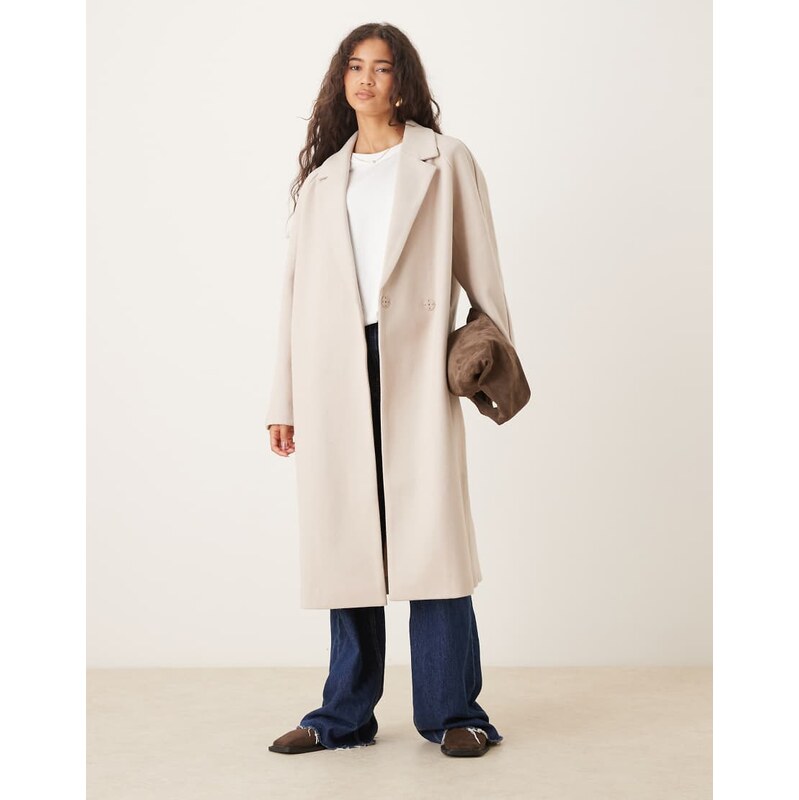 ASOS DESIGN chuck on overcoat in oatmeal-No colour