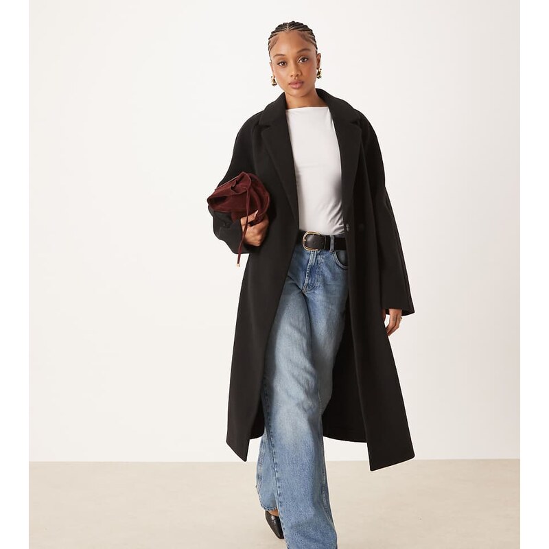 ASOS Tall ASOS DESIGN Tall chuck on overcoat in black 108070316
