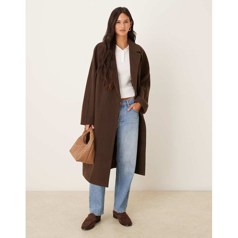 ASOS DESIGN chuck on overcoat in chocolate-Green
