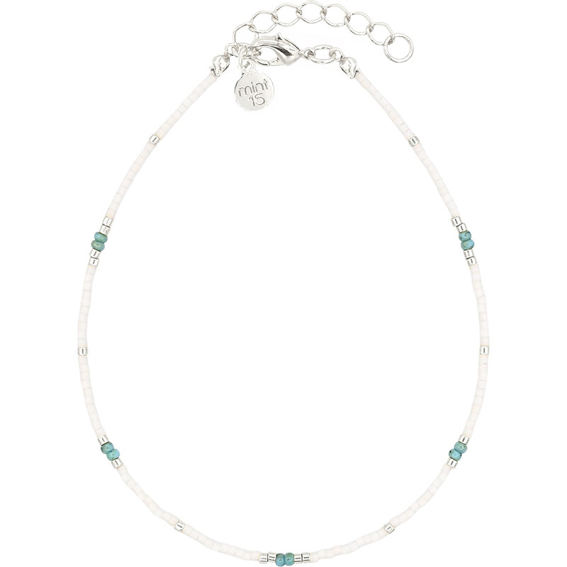 Mint15 Náramek na nohu White & Turquoise Silver 108074132