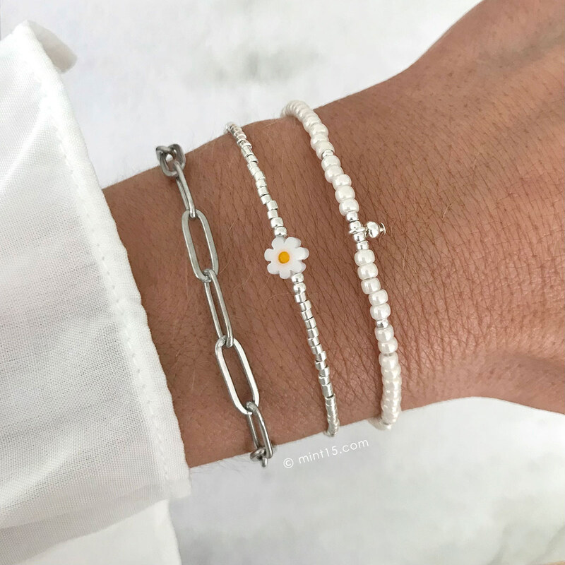 Mint15 Set náramků DAISY PEARL Silver 108074134