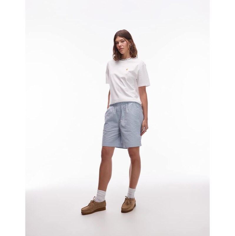 Carhartt WIP toland seersucker regular fit short co-ord in blue