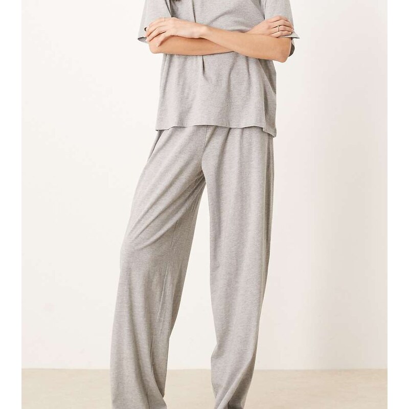 ASOS Tall ASOS DESIGN Tall mix & match cotton pyjama trouser in grey 108074983