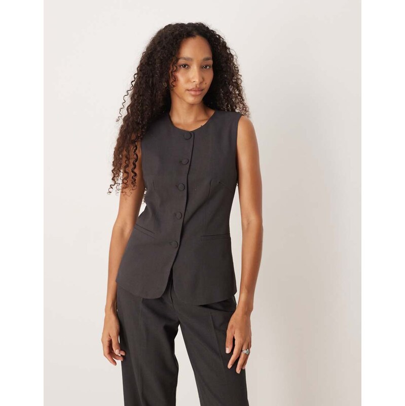 Vila tailored waistcoat co-ord in dark grey melange