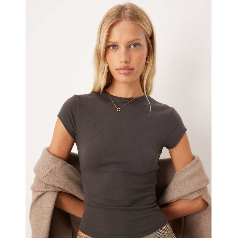 ASOS DESIGN soft baby tee in charcoal-Green