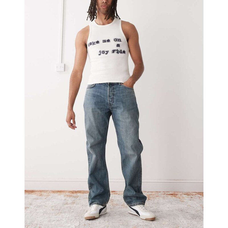 Weekday Space relaxed fit straight leg jeans in vintage blue