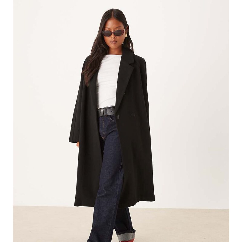 ASOS Petite ASOS DESIGN Petite chuck on overcoat in black 113320611
