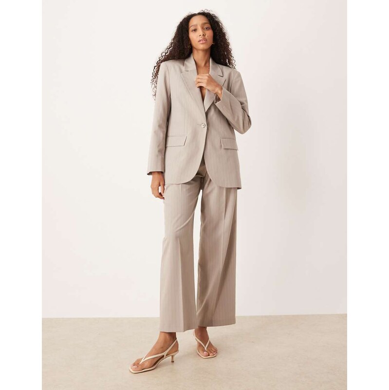 ASOS DESIGN wide leg trousers with pleat detail co-ord in taupe