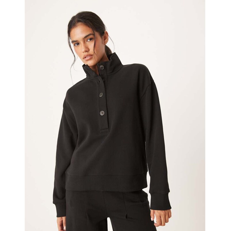 ASOS DESIGN henley collared sweatshirt co-ord in black