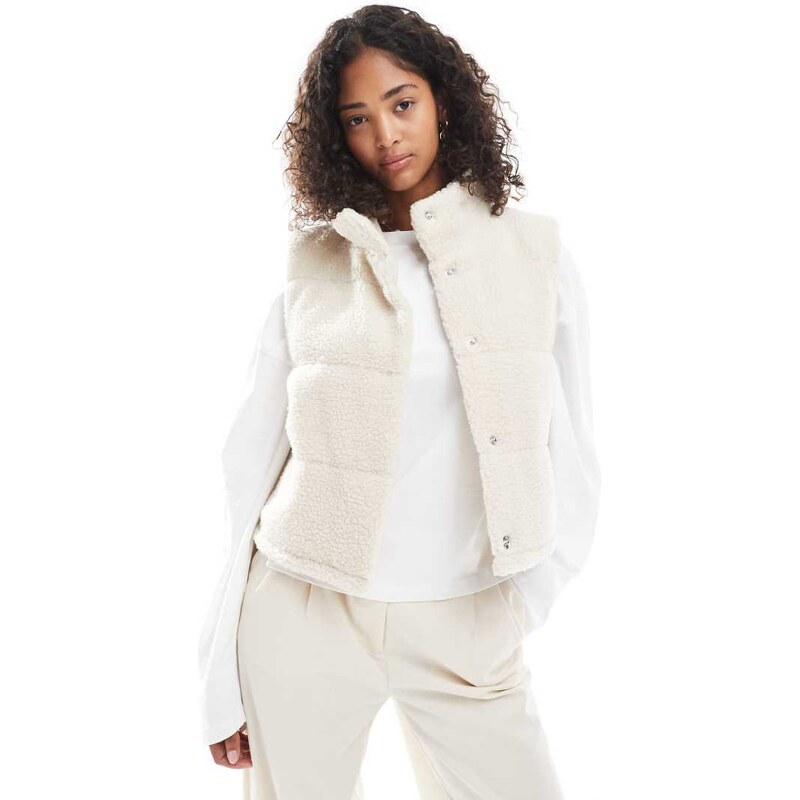ONLY borg padded gilet in stone-Neutral 108077791