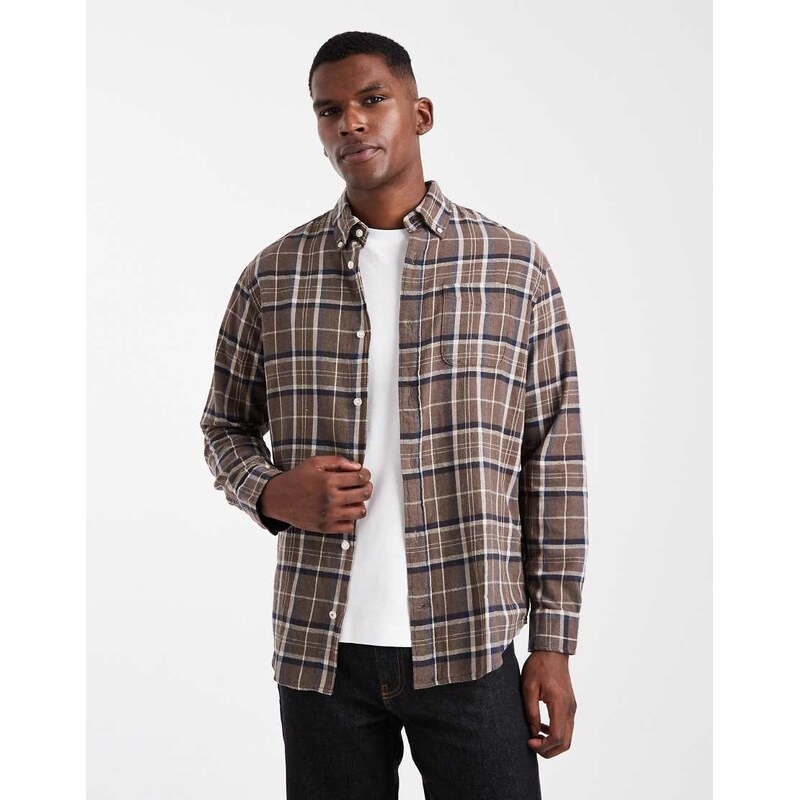 Jack & Jones check shirt in beige-Neutral