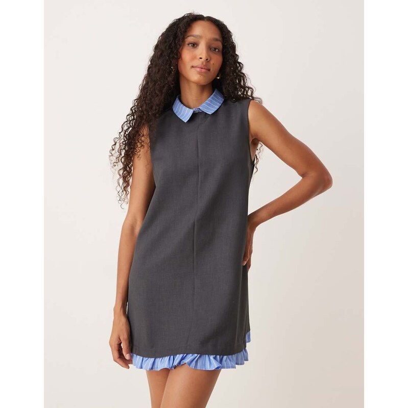 ASOS DESIGN shift mini dress with contrast shirt collar and hem