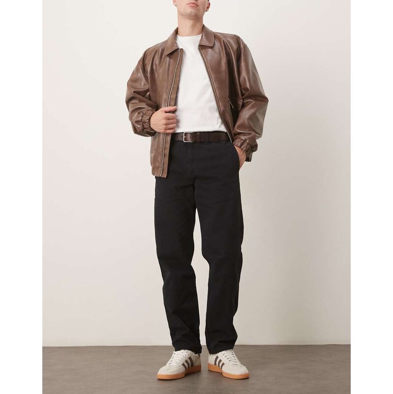 Mango 100% Chet cotton straight jean in black-Navy