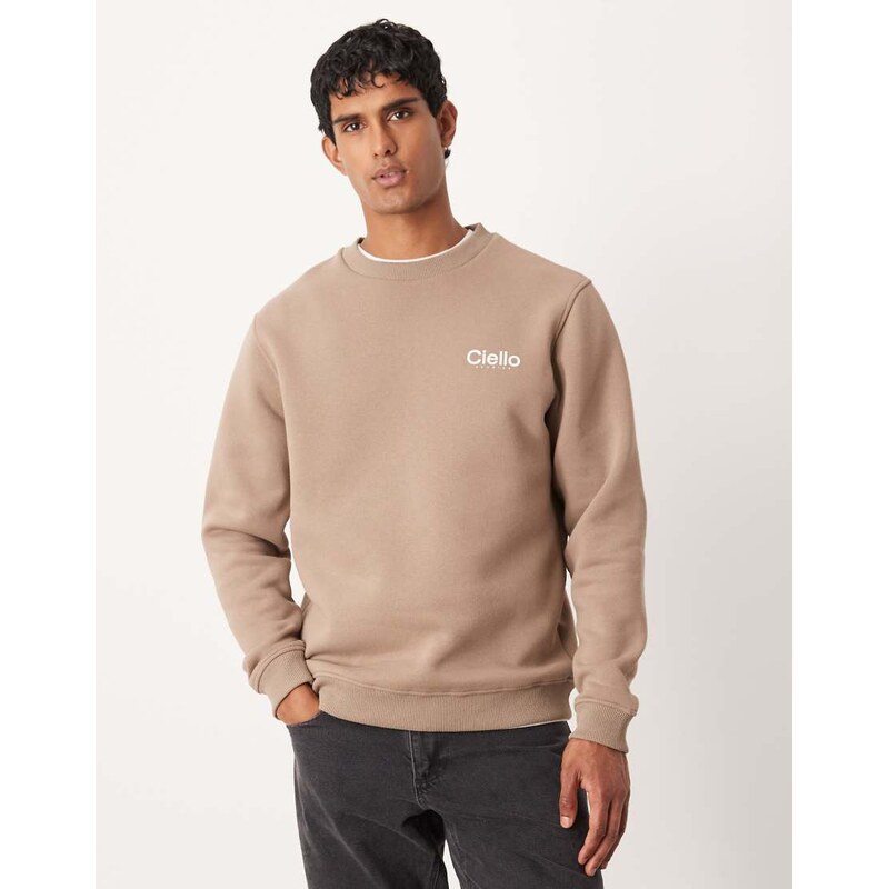 ASOS DESIGN sweatshirt with chest print in beige-Green