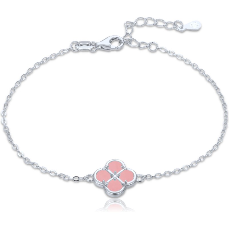 MINET Stříbrný náramek čtyřlístek s jadeitem JMAS7058RB19 108076708