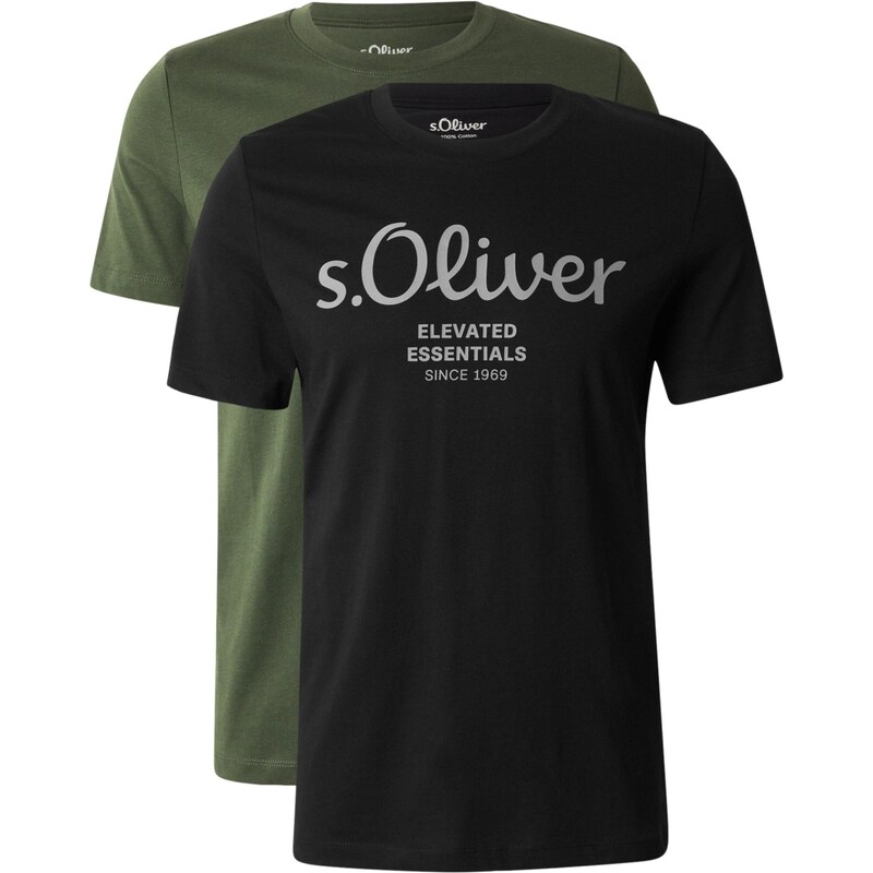 s.Oliver Tričko světle šedá / olivová / černá