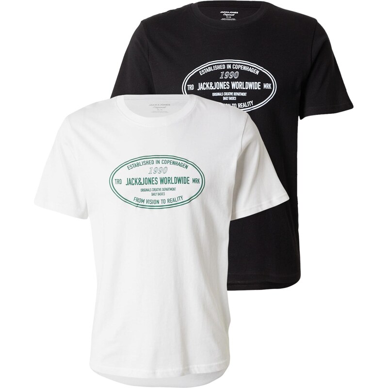 JACK & JONES Tričko JORYORK černá / bílá