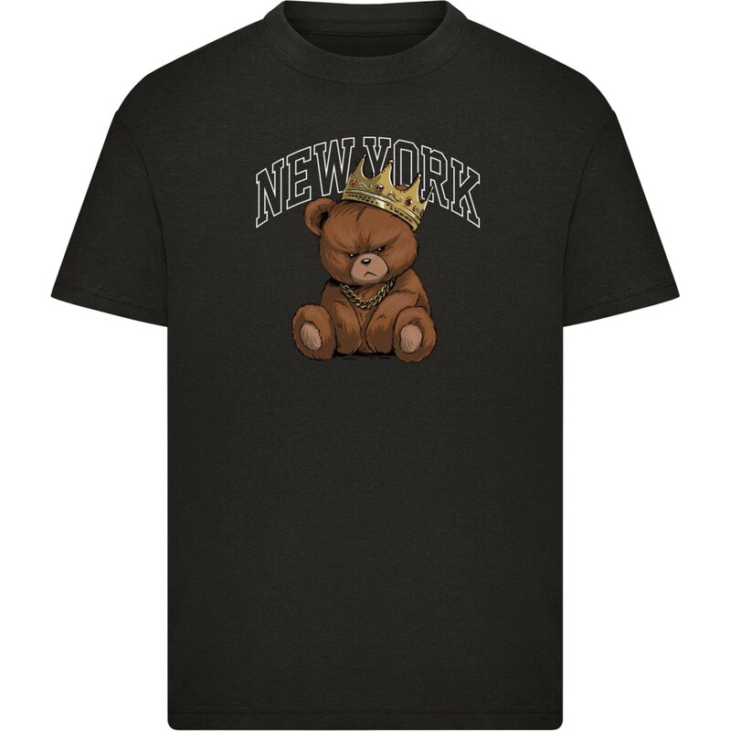Mister Tee Tričko NY Crowned Bear umbra / tmavě hnědá / černá /