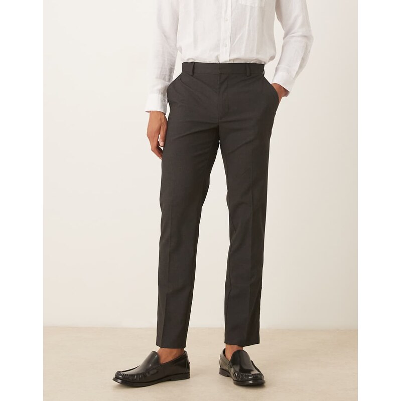 ASOS DESIGN slim smart trouser in charcoal-Grey