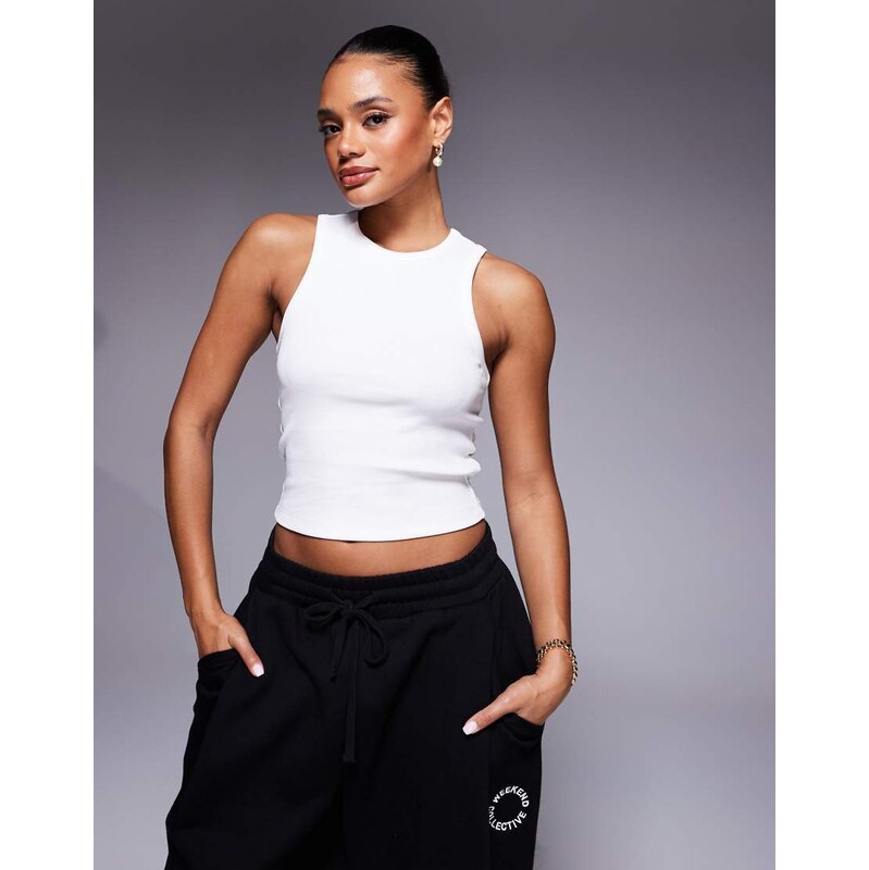 ASOS Weekend Collective Weekend Collective co-ord ribbed vest in white 108082524