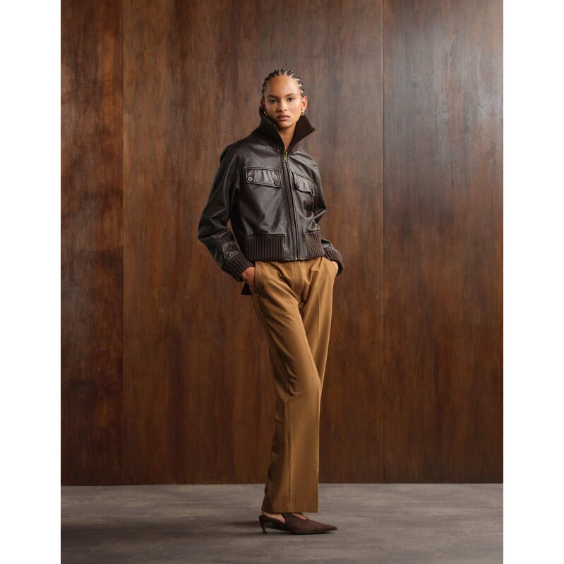 ASOS DESIGN tailored mid-rise relaxed trousers with belt and