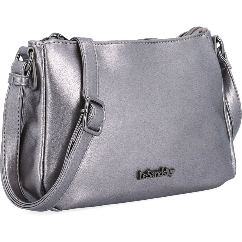 Kabelka ze syntetické kůže crossbody Le Sands stříbrná 4369 TI