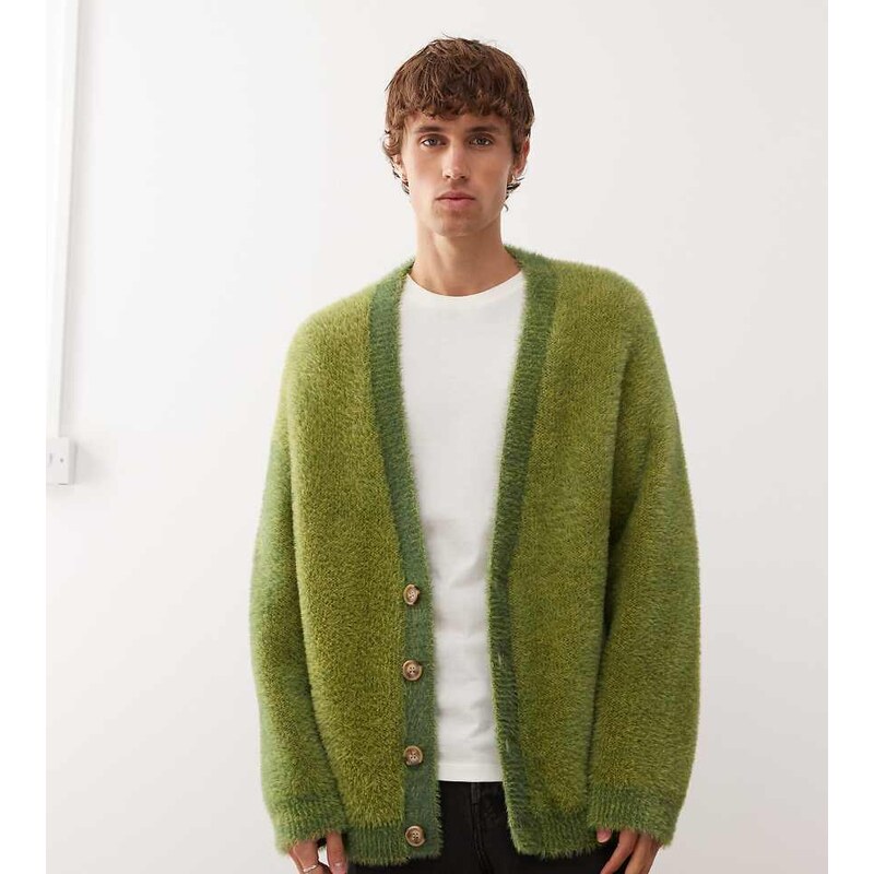 COLLUSION Fluffy green cardigan