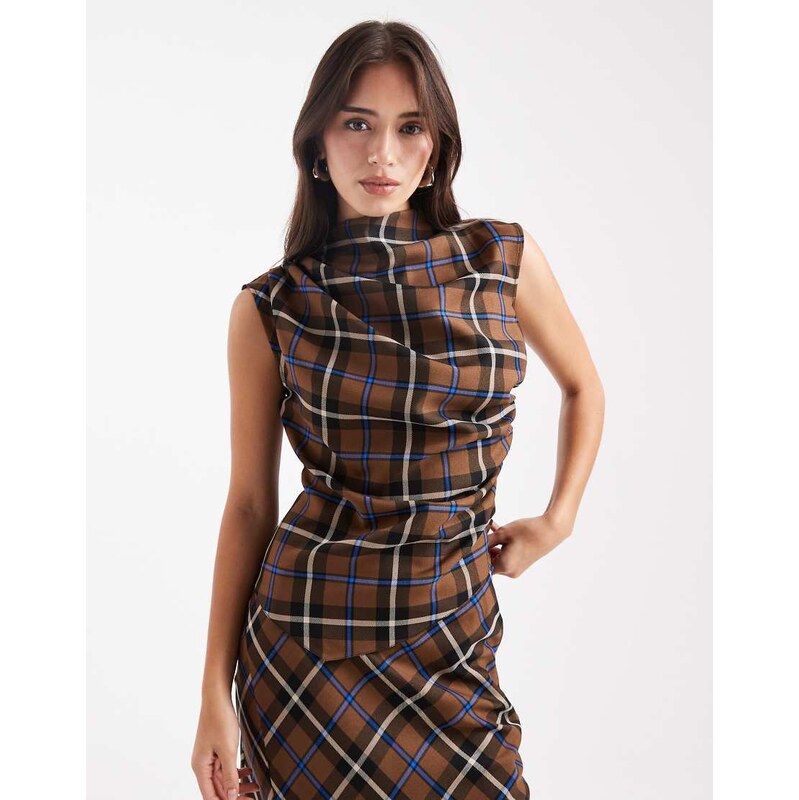 ASOS DESIGN high neck ruched detail sleeveless co-ord top in