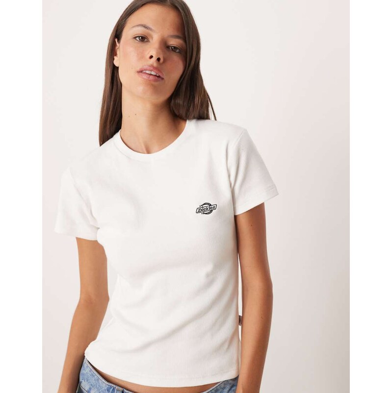 Dickies gladeville long line ribbed baby tee in white 108091434