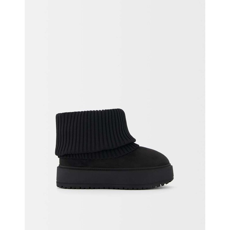 Bershka sock style platform ankle boots in black
