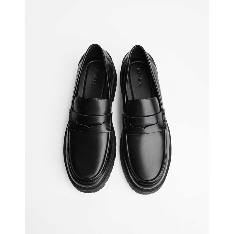 Bershka Chunky sole loafers in black