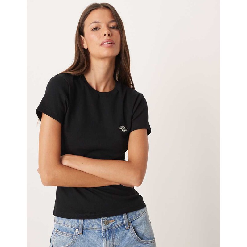 Dickies gladeville long line ribbed baby tee in black 108091609