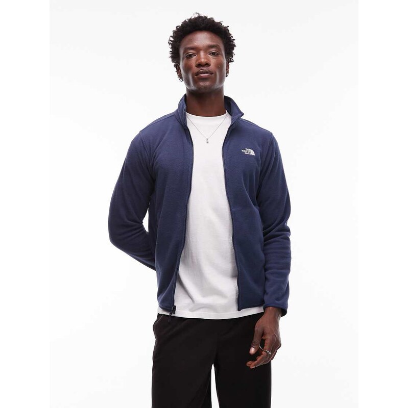 The North Face Glacier full zip logo fleece in navy-Blue