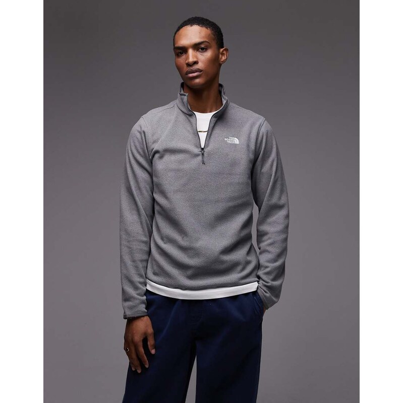 The North Face Glacier 1/4 zip logo fleece in heather grey